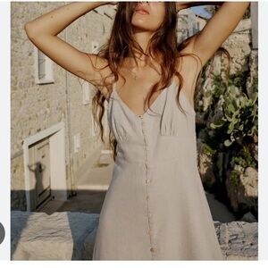 NWOT S Zara braided strap linen blend sundress